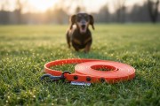 Smycz wodoodporna SHELBY WOOFY LEASH na czarnym tle w szerokości 1cm mały pies kolor pomarańczowy (Product Staging).jpg
