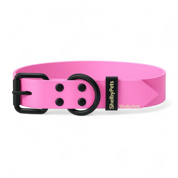 Obroża skórzana różowa dla psa ShelbyPets Luxury Leather Collar.jpg