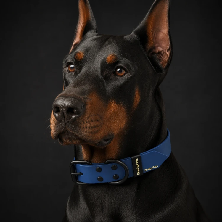 Zdjęcie psa w obroży skórzanej ShelbyPets - Shelby Luxury Leather Collar (1).png