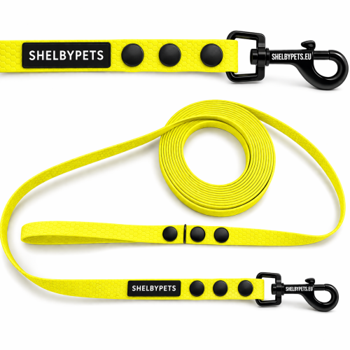 Smycz treningowa dla średniego psa 1,6cm  5–30 m HEXA – żółty neon.png