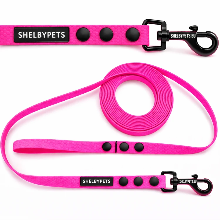 Smycz treningowa dla średniego psa 1,6cm  5–30 m HEXA – różowy neon.png