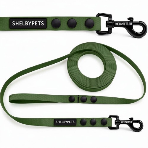 Smycz treningowa dla średniego psa 1,6cm  5–30 m HEXA – oliwkowa