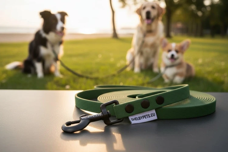 Smycz wodoodporna dla średniego psa 1,6CM SHELBYPETS  OLIWKOWY (Product Staging).jpg