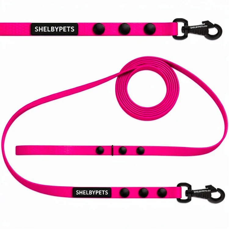 Smycz treningowa dla małego psa 1cm  5–30 m HEXA – różowy neon ( z logo ).png